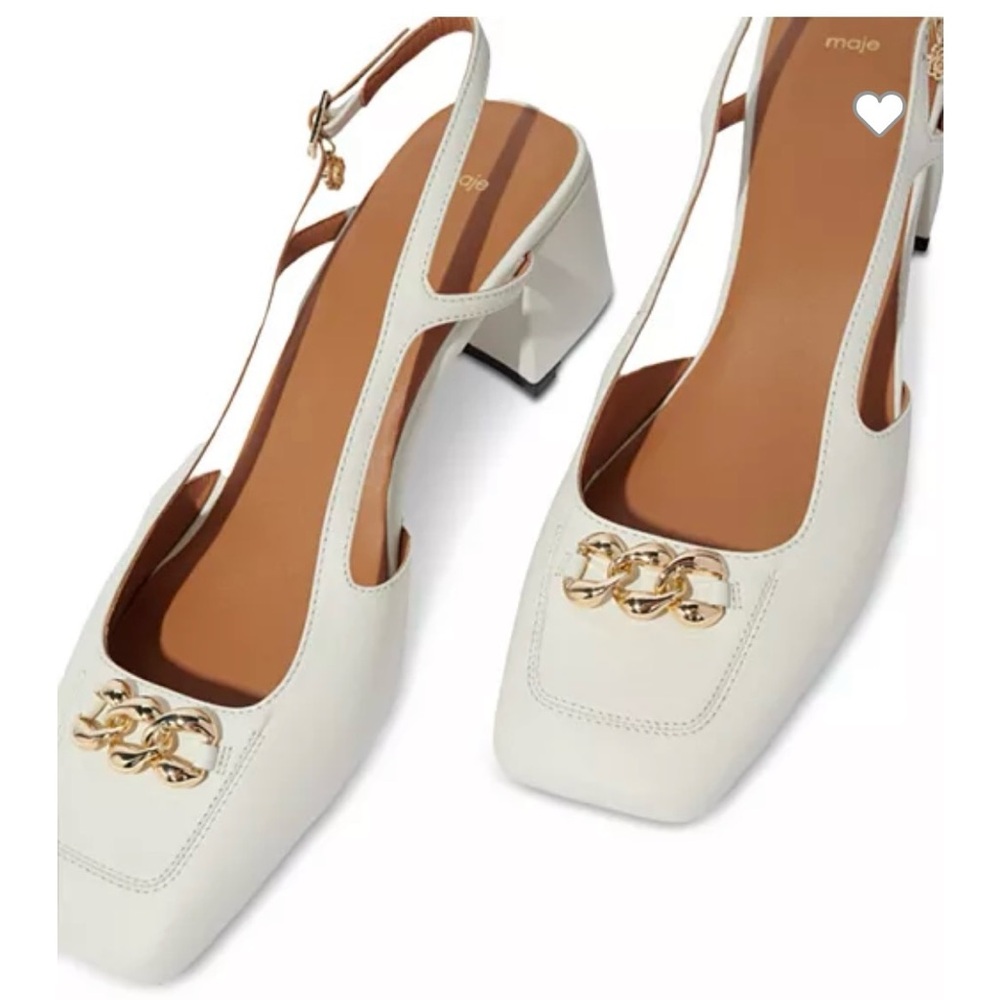 Maje new white sling back low heels  w 6.5 us